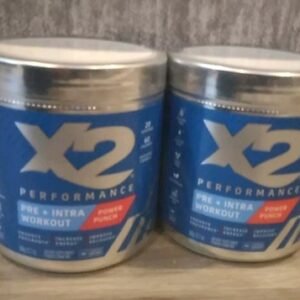 X2  Performance FRUIT PUNCH Clean Pre Workout Intra  Powder Men Women   Lot Of 2