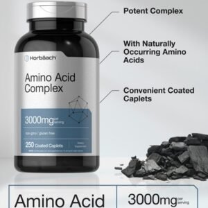 Amino Acid Complex 3000mg | 250 Caplets | Non-GMO, Gluten Free | by Horbaach