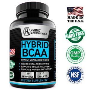 Hybrid BCAAs Amino Acids, 1000mg Sugar Free Pre Workout without Ceatine, Non-GMO