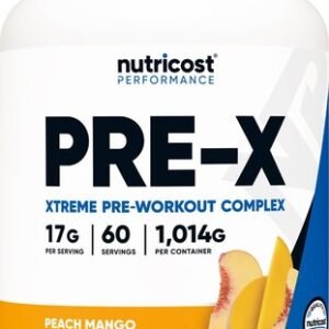 Nutricost Pre-X, Xtreme PreWorkout Powder Complex, Peach Mango, 60 Servings