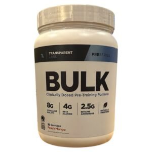 Transparent Labs Bulk Pre Workout Powder - Peach Mango, 30 Servings EXP: 11/26