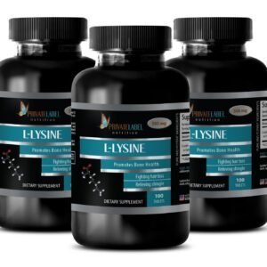 Muscle Food - L-LYSINE 500mg - Sports Supplements - 3 Bottles 300 Tablets