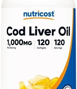 Nutricost Cod Liver Oil Capsules 1000mg, 120 Softgels - Non-GMO & Gluten Free