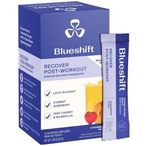 Blueshift Recover Post-Workout, 10 superfood drink mix packets-strawberry peach