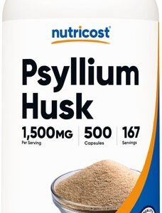 Nutricost Psyllium Husk 1500mg Per Serving, 500 Capsules - Non-GMO & Gluten Free