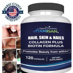 Organic Biotin & Collagen Hair Growth Supplement Hair, Skin, Joints Vitamins 120