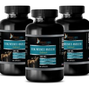 Pure IGF Deer Antler - Elk Velvet Antler 500mg (180 Capsules, 3 Bottles)