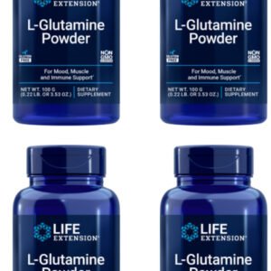 Lot of 4 Life Extension L-Glutamine Powder for Mood Muscle Immune Support 100g