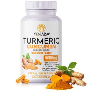 500 Capsules Turmeric Curcumin 5000mg Herbal Extract with BioPerine by YOKABA