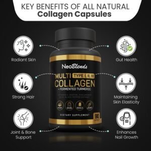 Hydrolyzed Multi Collagen for Hair Skin Nails Support – 90 Capsules