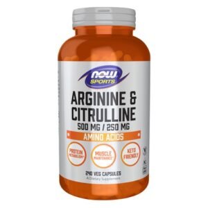 NOW Arginine & Citrulline 240 Veg Capsules, Clearance for Best By 01/2026