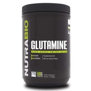NutraBio - Glutamine Powder 500g - Grade Amino acid - Unflavored - 100 Servings
