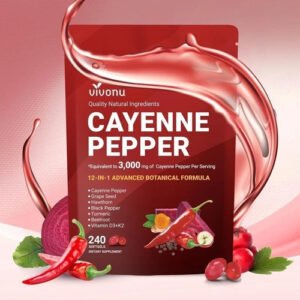 Vivonu Cayenne Pepper 12-in-1 Botanical Softgels – 3000mg | 240 Capsules